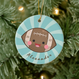 Kawaii Football Ball Kids Player's Name Team Jahr Keramik Ornament