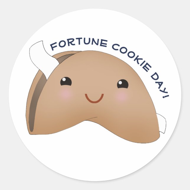 Kawaii Fortune Cookie Day Runder Aufkleber (Vorderseite)