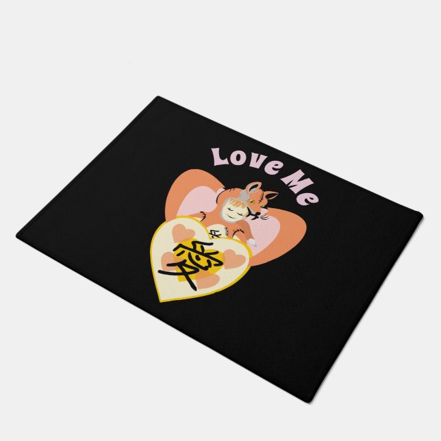 Kawaii Foxy Cosplay Liebe Herz Fußmatte (Schrägansicht)