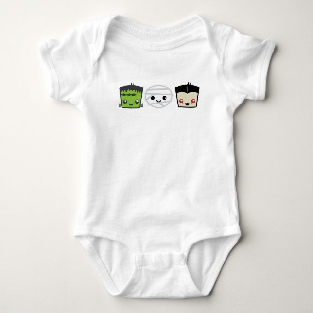 Kawaii Frankenstein Clothing Baby Strampler (Vorderseite)
