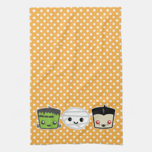 Kawaii Frankenstein Mummy Dracula Kitchen Handtuch