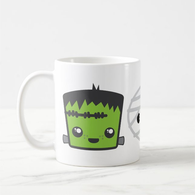 Kawaii Frankenstein Mummy Dracula Mug (Gauche)