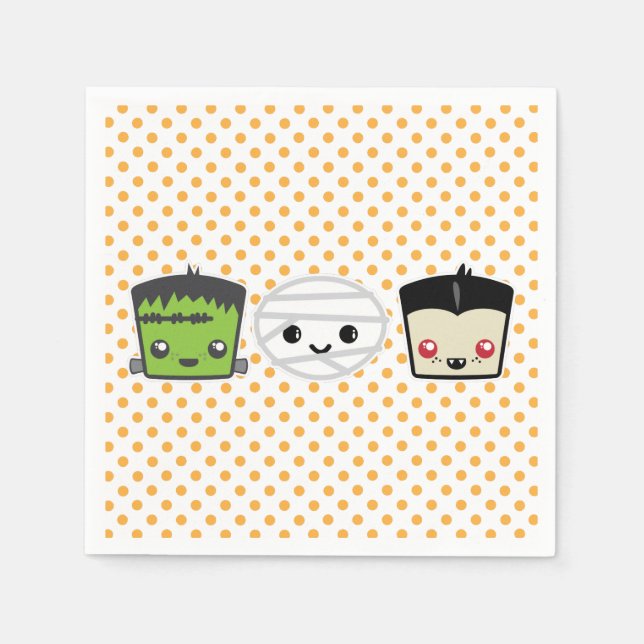 Kawaii Frankenstein Mummy Dracula Napkins Serviette (Vorderseite)