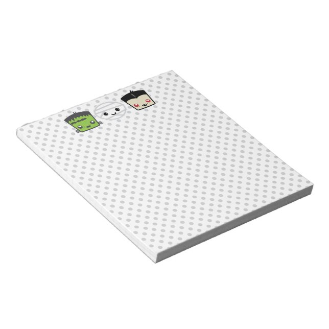 Kawaii Frankenstein Mummy Dracula Notepad Notizblock (angewinkelt)