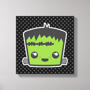 Kawaii Frankenstein Wrapped Canvas Leinwanddruck