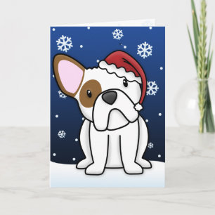 Kawaii Französischer Bulldog Weihnachtskarte Feiertagskarte