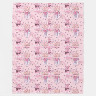 Kawaii Freakshake Pattern - Pastel Lila Fleecedecke