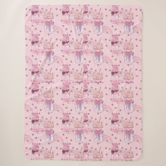 Kawaii Freakshake Pattern - Pastel Lila Sherpadecke (Vorderseite)