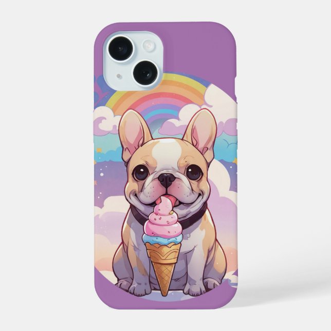 Kawaii French Bulldog Crème glacée Arc-en-ciel (Verso)