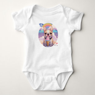 Kawaii French Bulldog Ice Creme Rainbow Baby Strampler