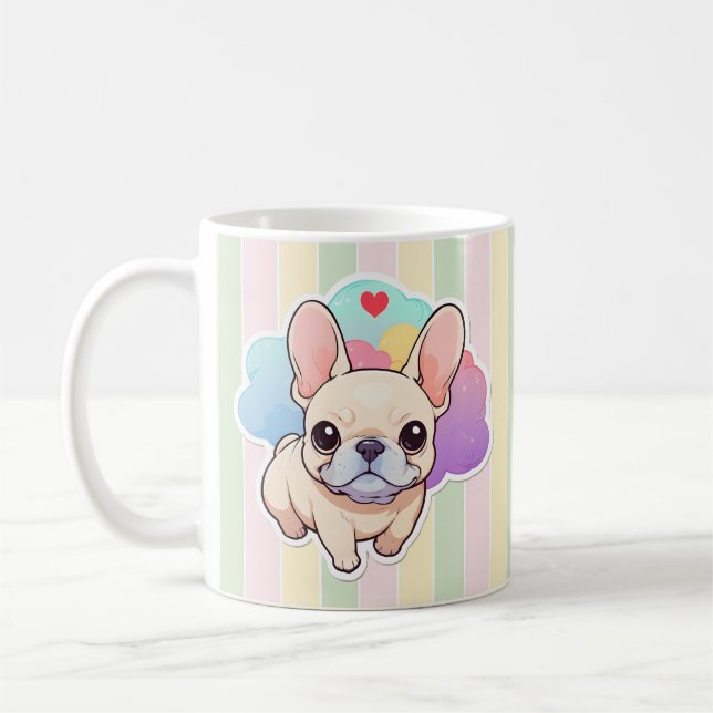 Kawaii French Bulldog Pastel Clouds Kaffeetasse (Links)