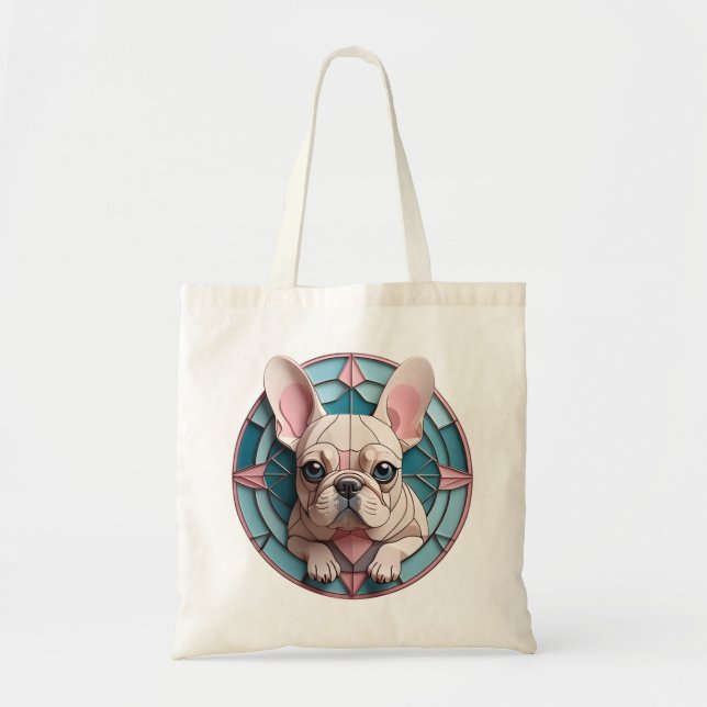 Kawaii French Bulldog Pastel Stainglas Tragetasche (Vorne)
