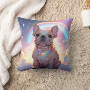 Kawaii French Bulldog-Regenbogenwolken Kissen