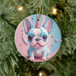 Kawaii French Bulldog Unicorn Pastel Keramik Ornament