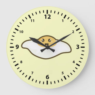 Kawaii Fried egg Große Wanduhr