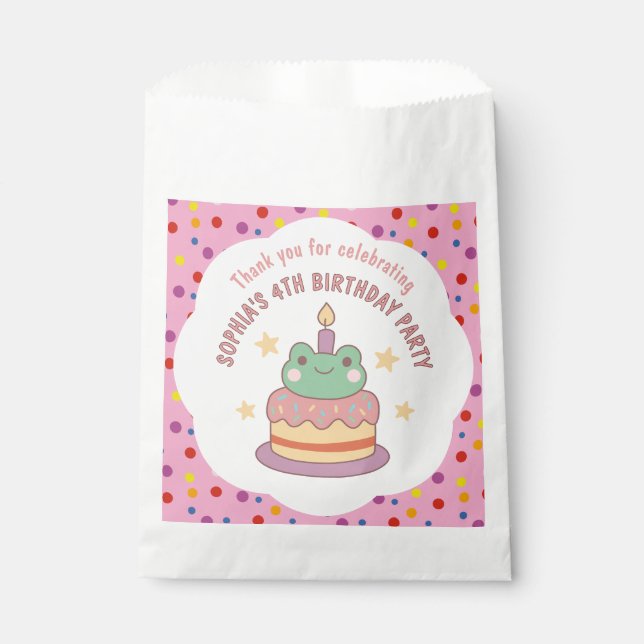 Kawaii Frog Birthday Cake Custom Geschenktütchen (Vorderseite)