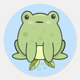 Kawaii Frog Blue Pastel Classic Round Sticker