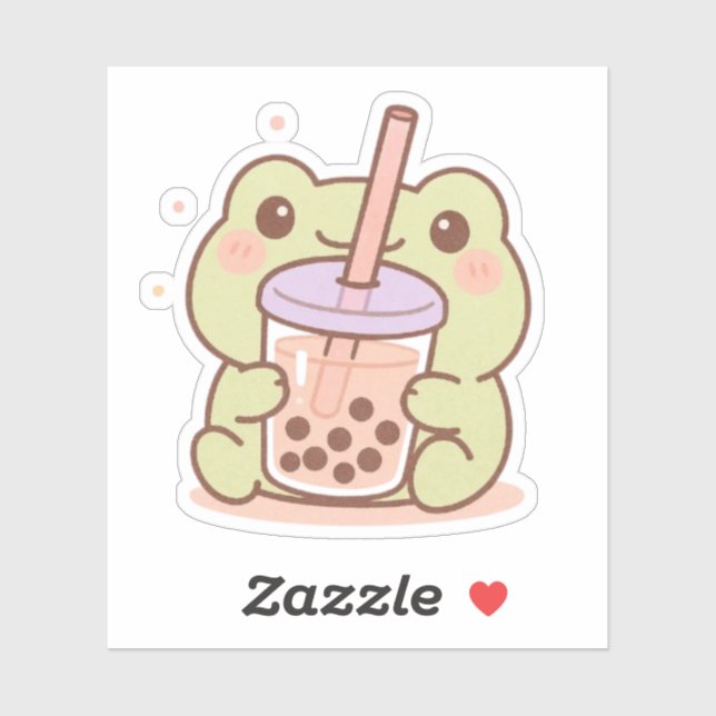 Kawaii Frog Boba Sticker (Blatt)
