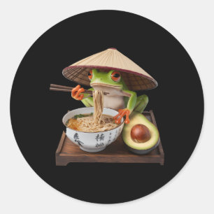 Kawaii Frog Eating Ramen Japanisch Noodles Runder Aufkleber