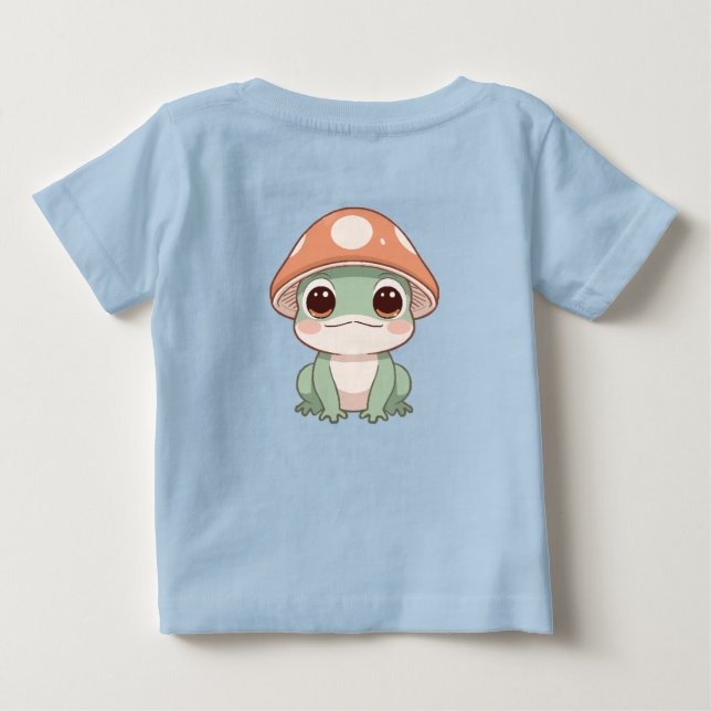Kawaii Frog in Mushroom Hat Baby T-shirt (Rückseite)