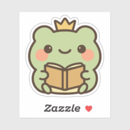 Kawaii Frog Lesen eines Buchstickers Aufkleber