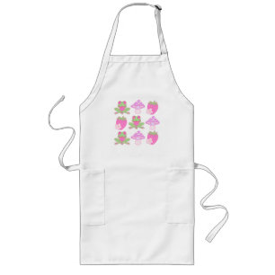 Kawaii Frog, Mushroom und Strawberry Lange Schürze