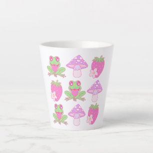 Kawaii Frog, Mushroom und Strawberry Milchtasse