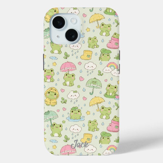 Kawaii Frog Rainy Day Pattern Phone Case (Rückseite)