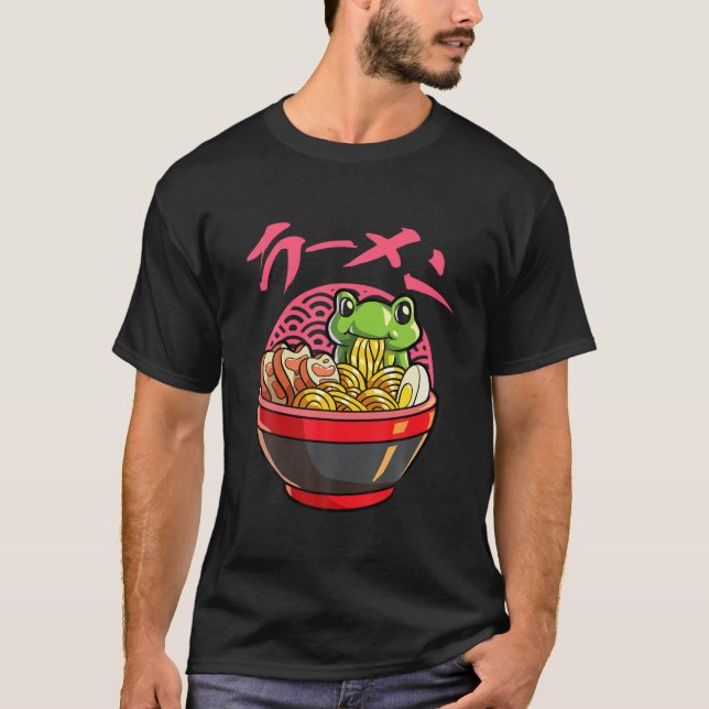 Kawaii Frog Ramen Japanese Noodle Anime Frog T-Shirt (Vorderseite)