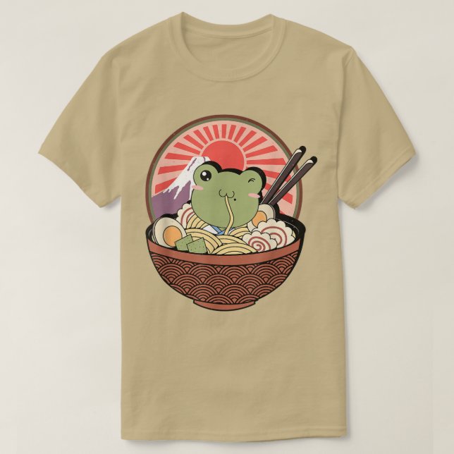 Kawaii Frog Ramen Japanisch Noodle Anime Frog Kind T-Shirt (Design vorne)