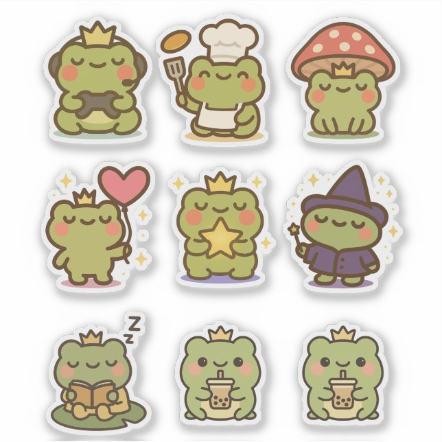 Kawaii Frog Sticke Aufkleber (Vorderseite)