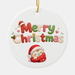 Kawaii Frohe Weihnachten Keramik Ornament
