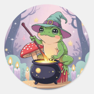 Kawaii-Frosch-Hexe-Aufkleber – Süßer Frosch-Trank Runder Aufkleber