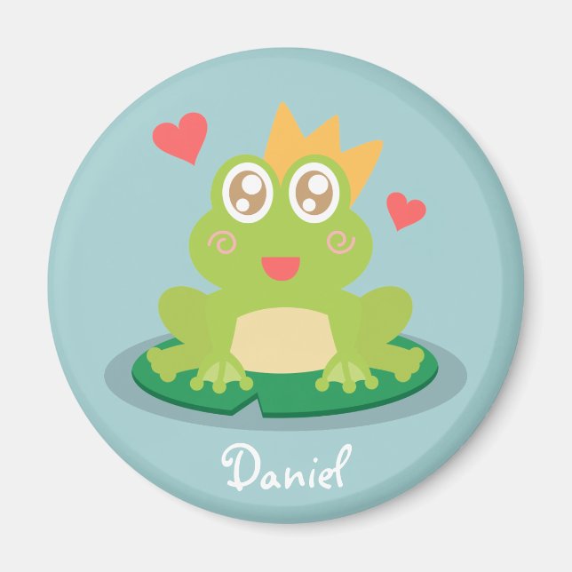 Kawaii-Frosch mit glitzernden Augen auf einem Lili Magnet (Vorne)