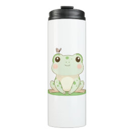 Kawaii-Frosch mit Schmetterling Süßes Naturdesign Thermosbecher