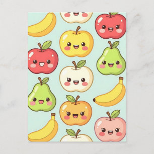 Kawaii-Frucht-Nahtloses Muster Süße Cartoon Postkarte