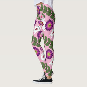 Kawaii Frühlingshase: Lebendige lila Blüten Maxima Leggings