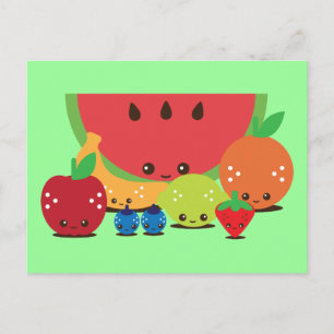 Kawaii Fruit Group Postkarte