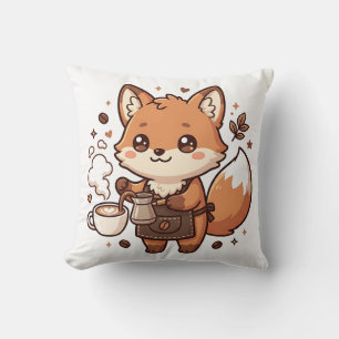 Kawaii-Fuchs-Barista-Wurfkissen Kissen