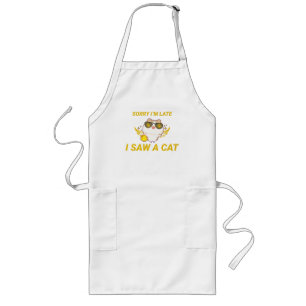 Kawaii Funny Cat Entschuldige, dass ich zu spät Lange Schürze