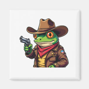 Kawaii Funny Cowboy Western Frog Lovers Magnet