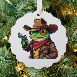 Kawaii Funny Cowboy Western Frog Lovers Ornament Karte
