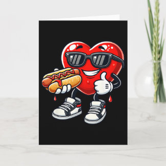 Kawaii Funny Heart Eating Hot Dog Valentine's Febr Karte