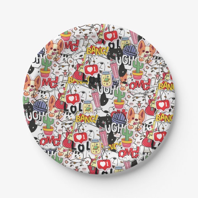 kawaii funny pet design - cute animal lover  pappteller (Vorderseite)