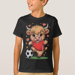 Kawaii Fußball Färse Nur Mädchen Das Ball Kühe Lie T-Shirt