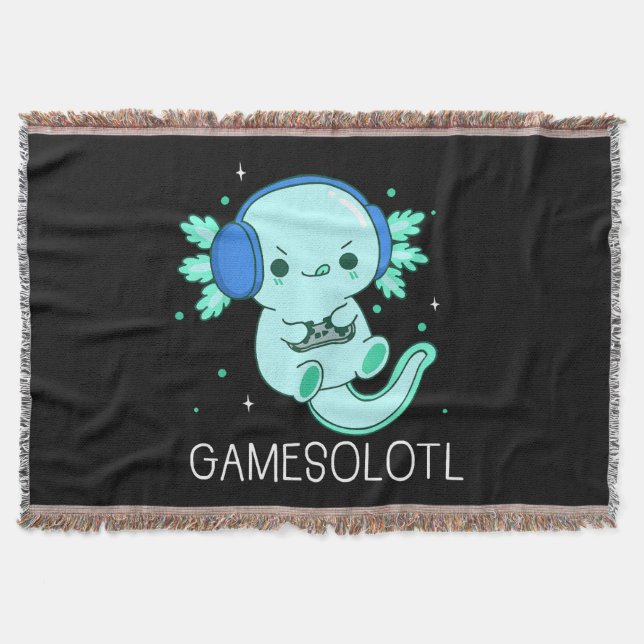 Kawaii Gamesolotl Axolotl Gamer Decke (Vorderseite)