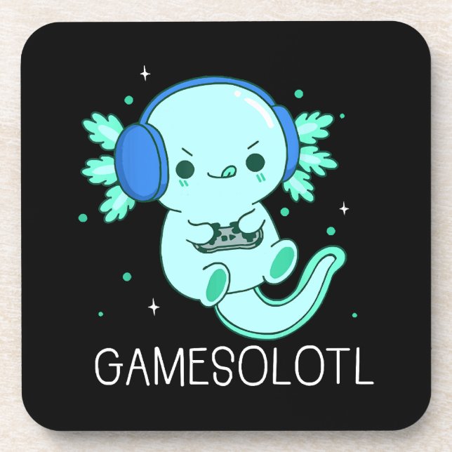 Kawaii Gamesolotl Axolotl Gamer Getränkeuntersetzer (Vorderseite)