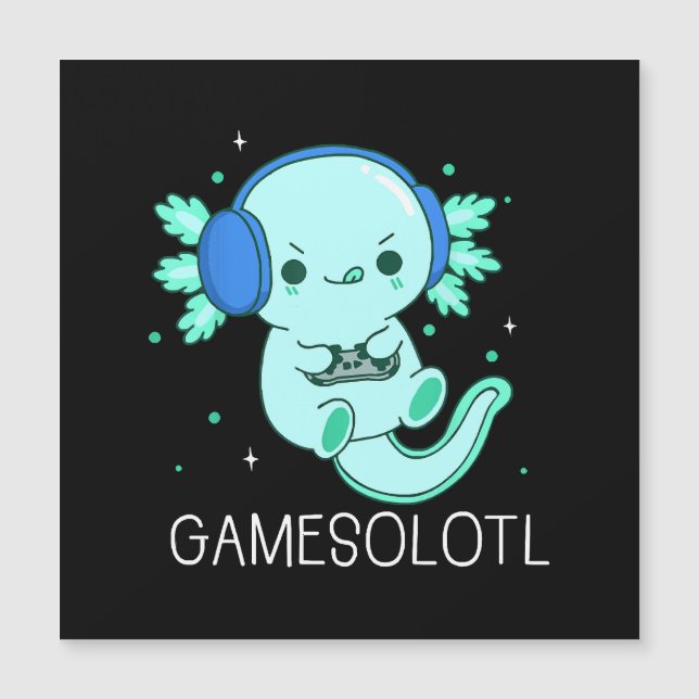 Kawaii Gamesolotl Axolotl Gamer Magnetkarte (Vorderseite)