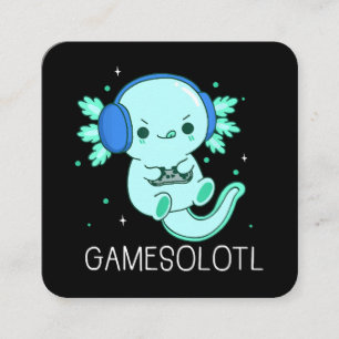 Kawaii Gamesolotl Axolotl Gamer Quadratische Visitenkarte