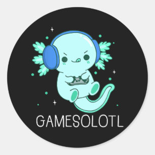 Kawaii Gamesolotl Axolotl Gamer Runder Aufkleber